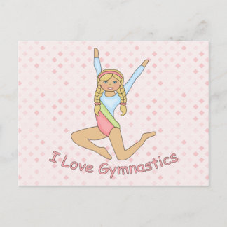 I Love Gymnastics Blonde Postcard