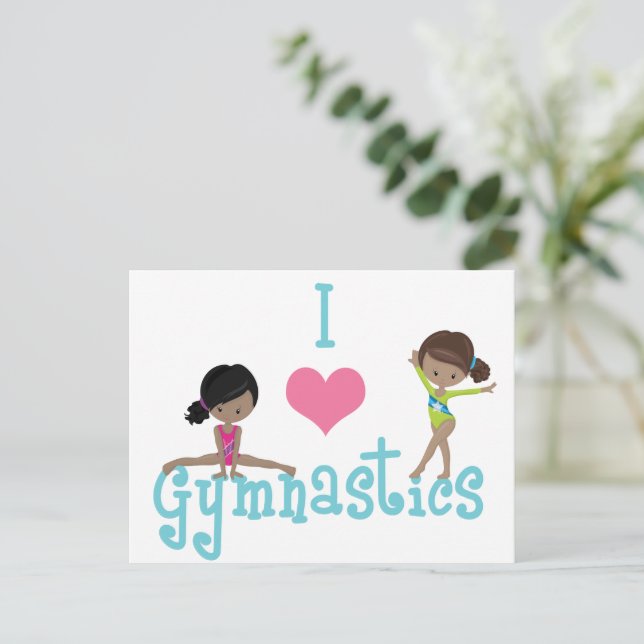 I Love Gymnastics Cute African American Girl Postcard (Standing Front)