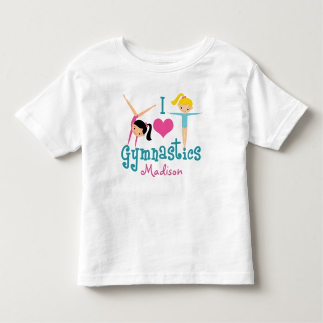 I Love Gymnastics Cute Gymnast Girl Toddler T-Shirt (Front)