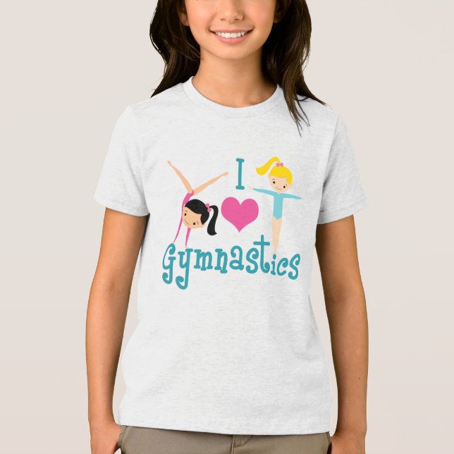 I Love Gymnastics Cute Gymnast Girls Tri-Blend Shirt (Front)