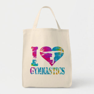 I Love Gymnastics Dance Cheer Organic Grocery Bag