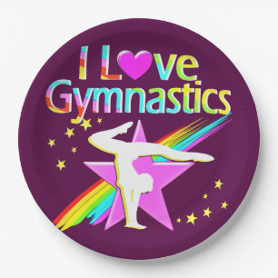 I LOVE GYMNASTICS FOREVER PAPER PLATES