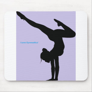 I Love Gymnastics- Gymnast with Lilac Background Mouse Pad