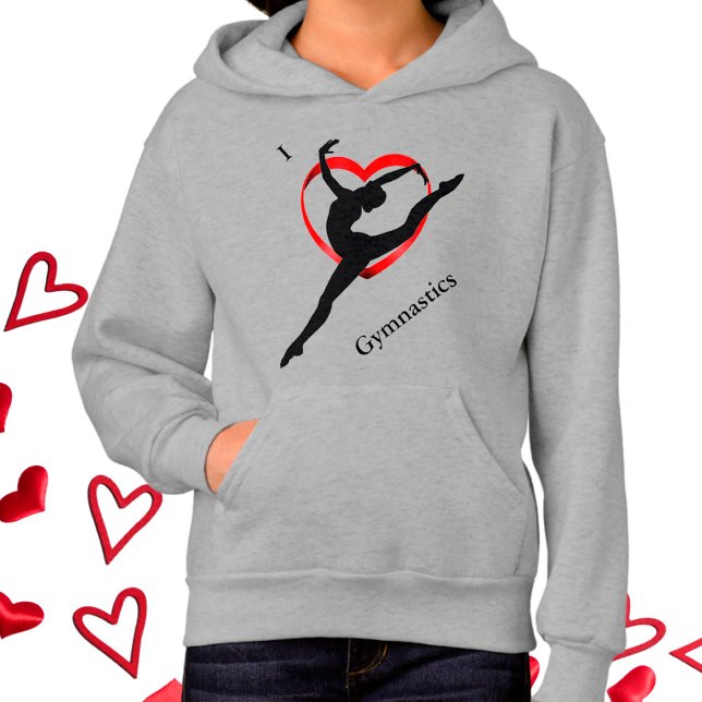 I Love Gymnastics Heart Hoodie for Girls (Creator Uploaded)