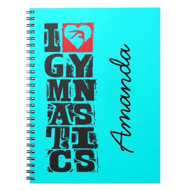 I Love Gymnastics Hunter Personalised Notebook (Front)
