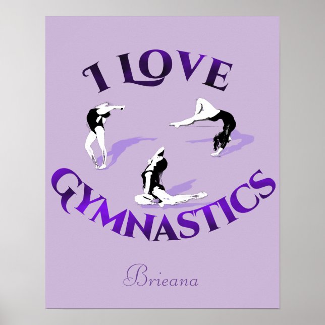 I Love Gymnastics Personalised Poster (Front)
