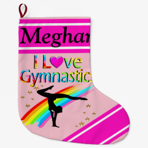 I LOVE GYMNASTICS PERSONALIZED CHRISTMAS STOCKING