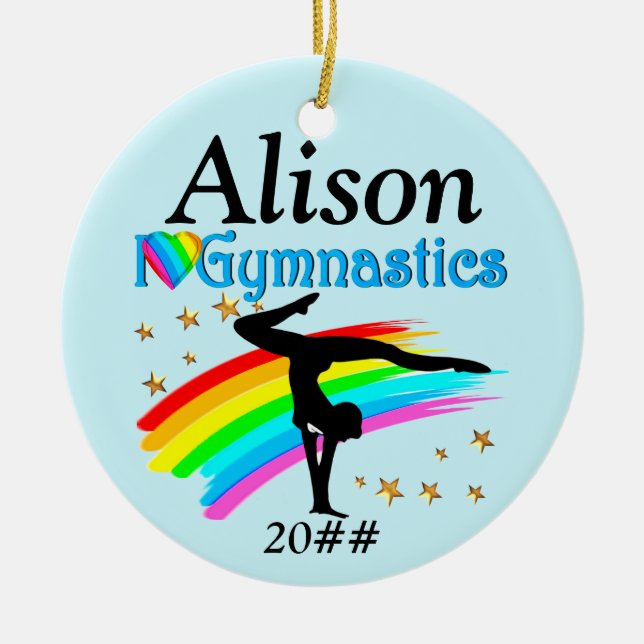 I LOVE GYMNASTICS PERSONALIZED ORNAMENT (Front)