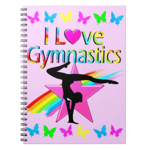 I LOVE GYMNASTICS RAINBOW GYMNAST GIRL DESIGN SPIRAL NOTEBOOK