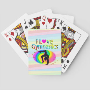 I LOVE GYMNASTICS RAINBOW PLAYING CARDS