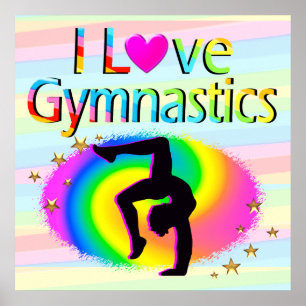 I LOVE GYMNASTICS RAINBOW POSTER
