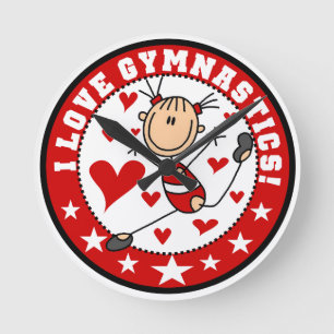 I Love Gymnastics Round Clock