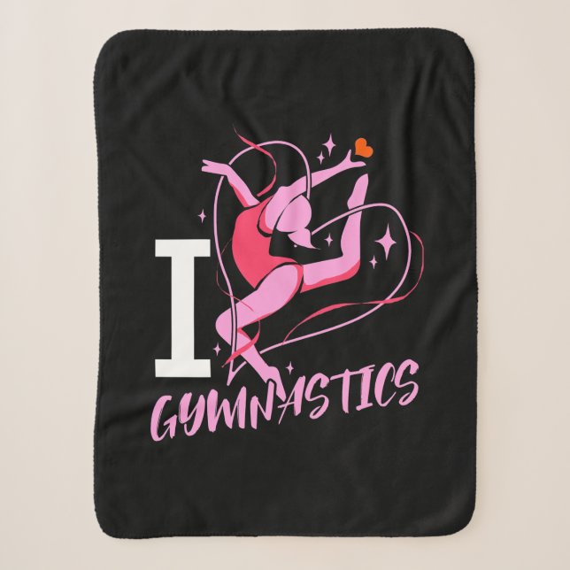 I Love Gymnastics Sherpa Blanket (Front)
