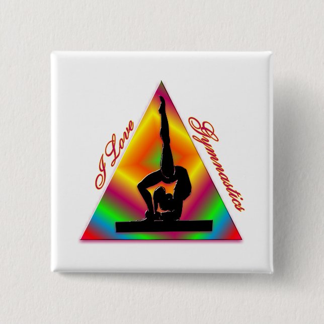 I Love Gymnastics triangle #4 15 Cm Square Badge (Front)