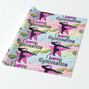I LOVE GYMNASTICS TUMBLING QUEEN DESIGN WRAPPING PAPER