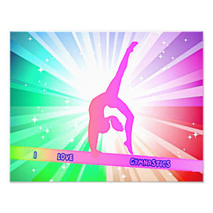 "I LOVE GYMNASTICS" with Gymnast on Beam   Photo Print
