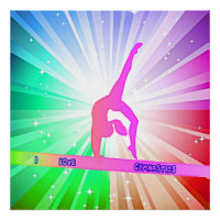 "I LOVE GYMNASTICS" with Gymnast on Beam   