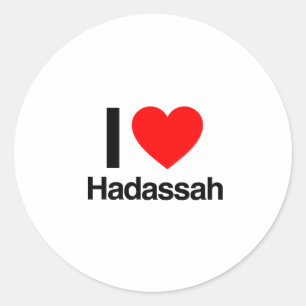 i love hadassah classic round sticker