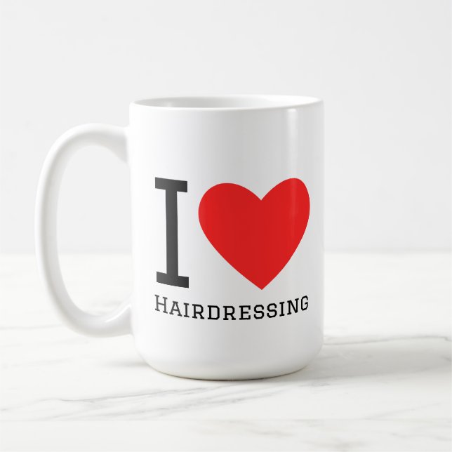 I love hairdressing square sticker coffee mug (Left)
