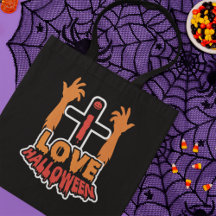 I Love Halloween Creepy Zombie Hands Tote Bag