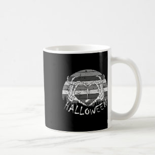 I Love Halloween Funny Bone Hands Skull Heart Retr Coffee Mug