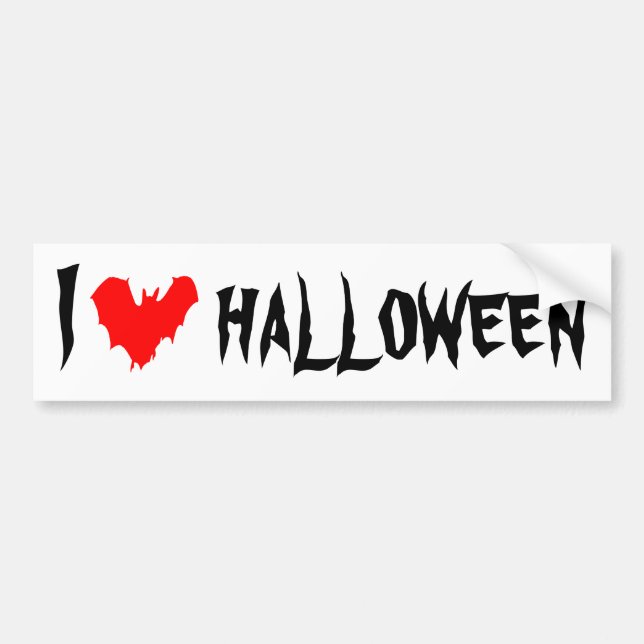 I Love Halloween funny customisable Bumper Sticker (Front)