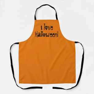 I Love Halloween Spooky Orange Apron
