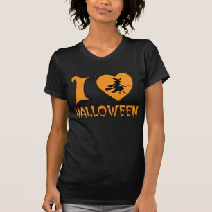 I Love Halloween With Scary Witch Flying her Broom T-Shirt