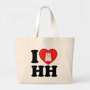 I Love Hamburg (HH) Large Tote Bag