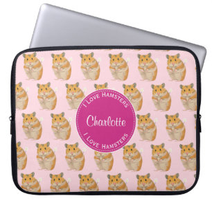 I love Hamsters Pink Hamster Pattern Laptop Sleeve