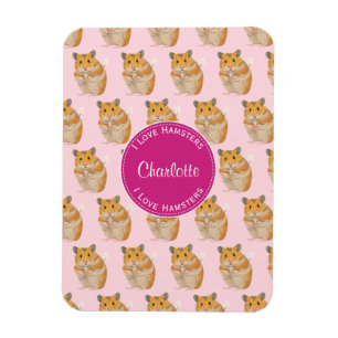 I love Hamsters Pink Hamster Pattern Magnet