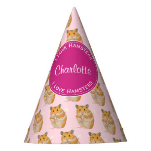 I love Hamsters Pink Hamster Pattern Party Hat
