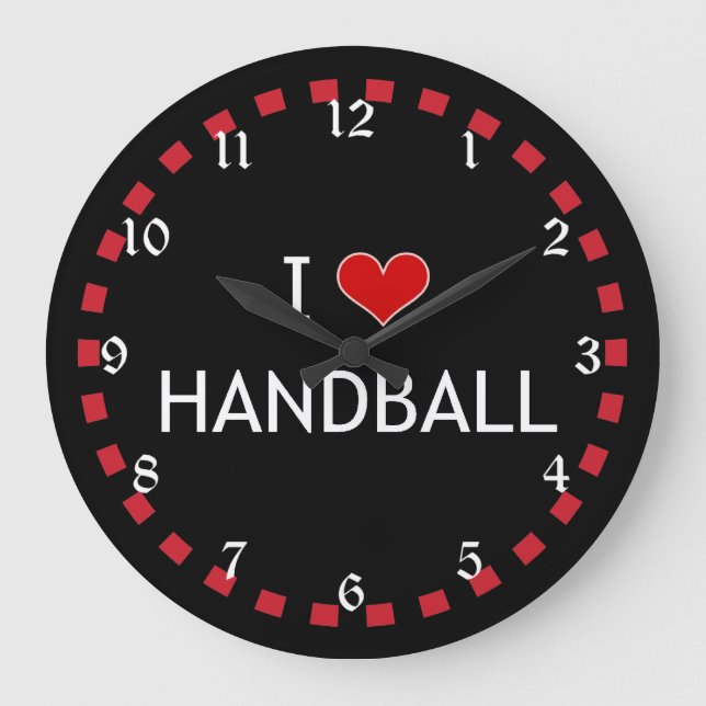 I Love Handball, popular design Large Clock (Front)