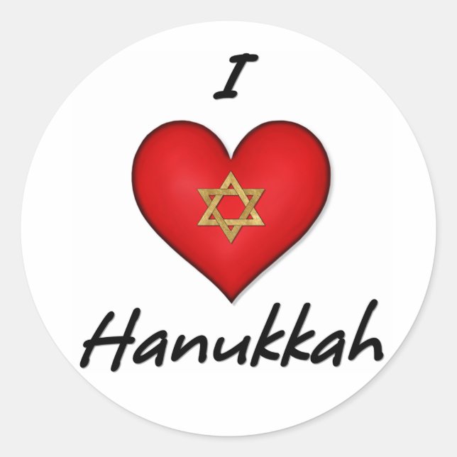 I Love Hanukkah Classic Round Sticker (Front)
