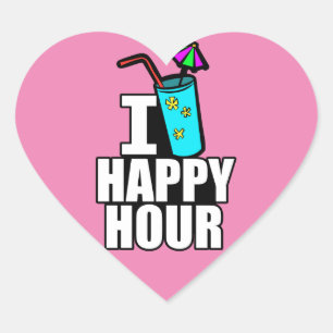 I Love Happy Hour Heart Sticker