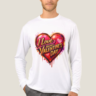 I Love Happy Valentine’s Day – Dripping Heart Long Tri-Blend Shirt