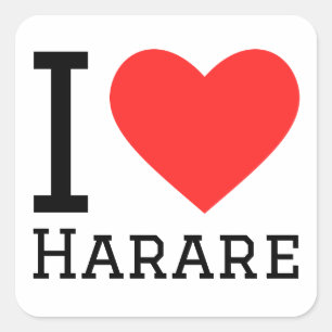 I love Harare Square Sticker
