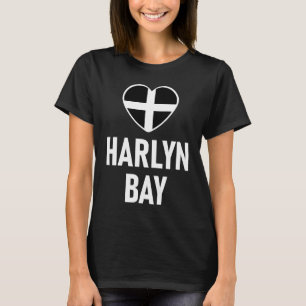 I Love Harlyn Bay Cornwall Flag Heart Saint Piran  T-Shirt