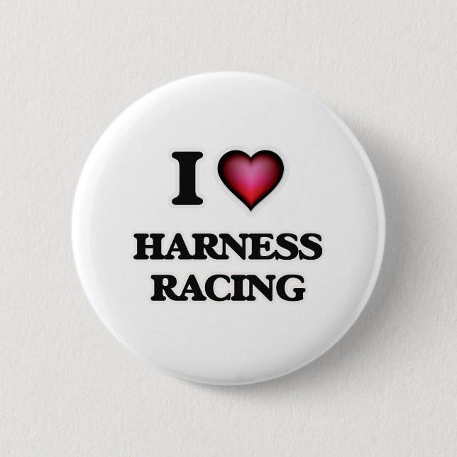I Love Harness Racing 6 Cm Round Badge (Front)