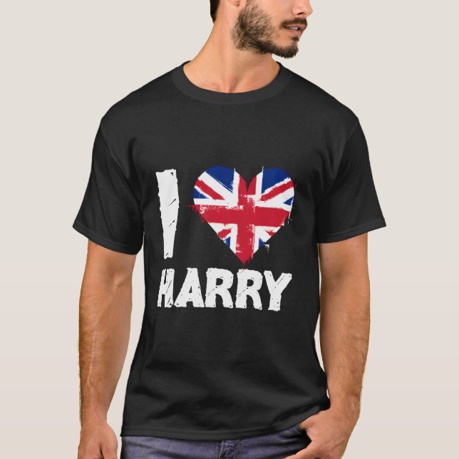 I Love Harry Union Jack Heart T-Shirt (Front)