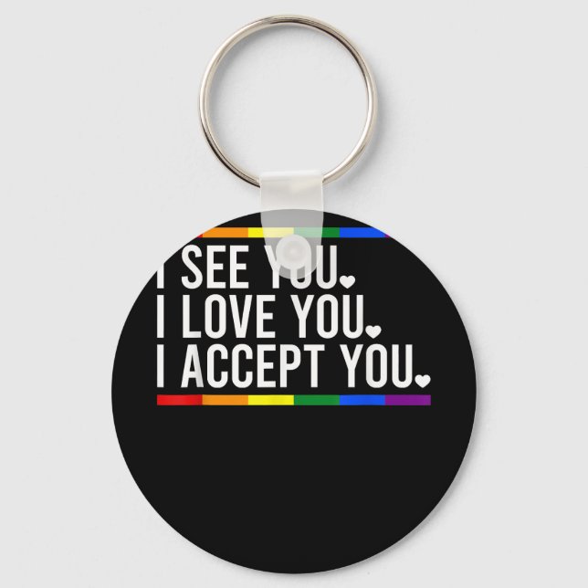 I Love Haunted Mound Lgbt Pride Lgbt Month Lgbt Fl Key Ring (Front)