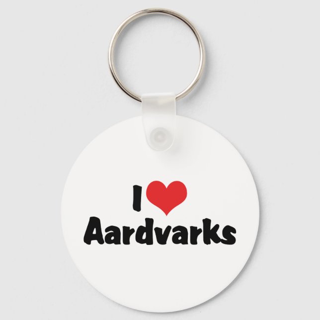 I Love Heart Aardvarks Key Ring (Front)