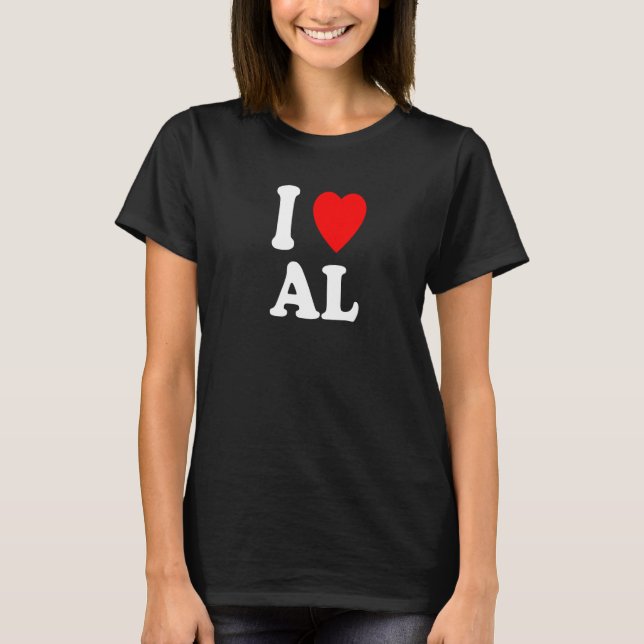 I Love Heart AL Alabama Abbreviation T-Shirt (Front)