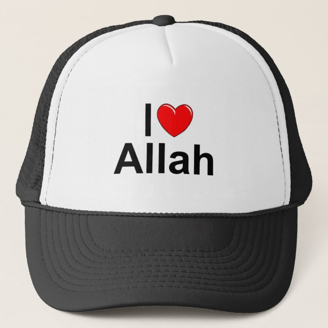 I Love (Heart) Allah Trucker Hat (Front)