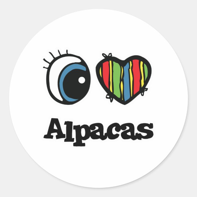 I Love (Heart) Alpacas Classic Round Sticker (Front)