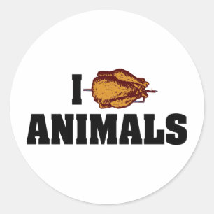 I Love Heart Animals - BBQ Cookout Lovers Classic Round Sticker