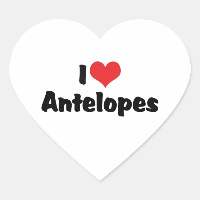 I Love Heart Antelope Sticker (Front)