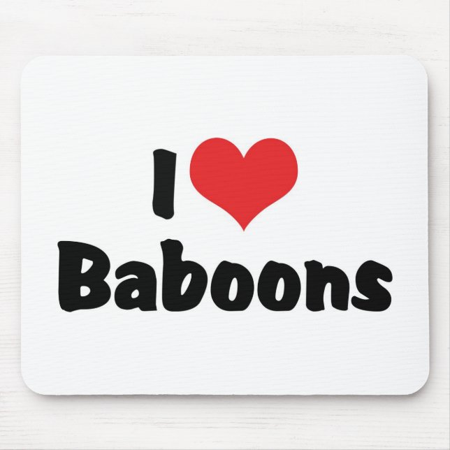 I Love Heart Baboons Mouse Pad (Front)