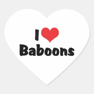 I Love Heart Baboons Sticker