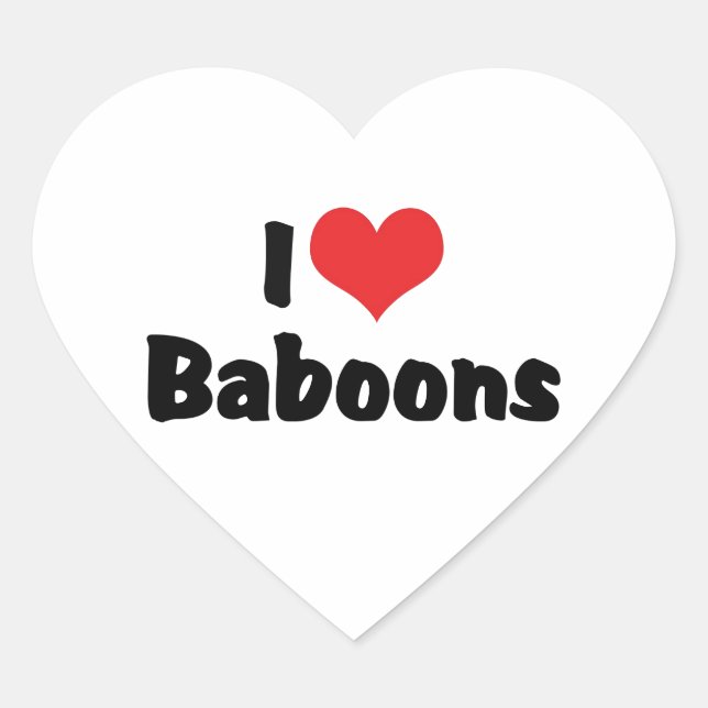 I Love Heart Baboons Sticker (Front)